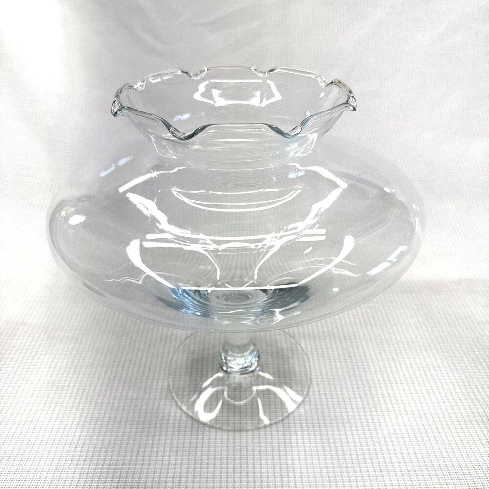 Princess House #852 Clear Crystal Footed Flower Candle Centerpiece Vase 9.5" EUC